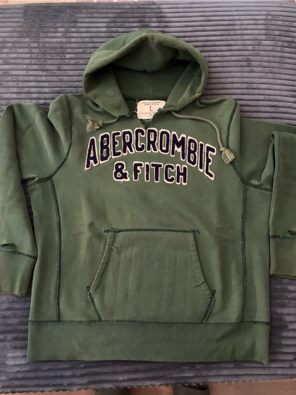 VINTAGE Abercrombie & Fitch Military Green Logo Hoodie